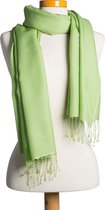 Cashmere/ Zijde Pashmina Sjaal Limoen Groen - Sjaals - 80% cashmere en 20% zijde - handgeweven in Nepal