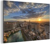 Wanddecoratie Metaal - Aluminium Schilderij Industrieel - Zonsopkomst - Las Vegas - Stad - 60x40 cm - Dibond - Foto op aluminium - Industriële muurdecoratie - Voor de woonkamer/slaapkamer