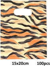 100 stuks Plastic tasjes tijgerprint 15x20cm