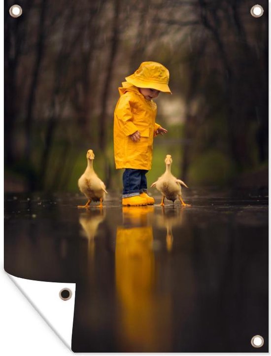 Décoration de Jardin Enfants - Habit de pluie - Canard - Pluie - 30x40 cm