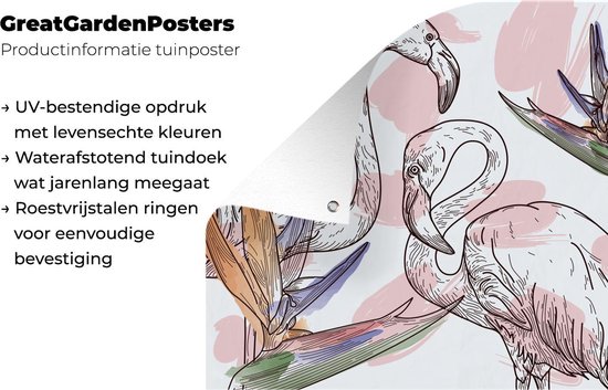 Posters de jardin Vogel - Plantes - Flamingo - Motif - 50x50 cm - Toile de jardin - Affiche extérieure