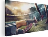 Artaza Canvas Schilderij Voetbal Sliding In Het Stadion - 120x60 - Groot - Foto Op Canvas - Canvas Print