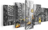 Artaza Canvas Schilderij Vijfluik Geschilderde New York Tekening - Zwart Wit - 100x50 - Foto Op Canvas - Canvas Print