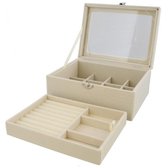 Luxe sieradenbox beige 20x15x8,5 cm