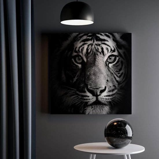 Artaza - Peinture sur toile - Tête de tigre - Tigre - Zwart Wit - 30x30 - Klein - Photo sur toile - Impression sur toile