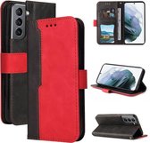 Modern PU lederen zwart / rood hoesje voor Samsung Galaxy S21 5G met draagkoord