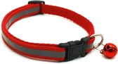 Kattenhalsband met Belletje - Reflecterend - Verstelbaar - 19 tot 32 cm - Kattenbandje - Rood