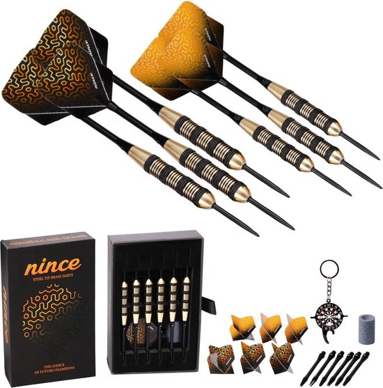 Afbeelding van het spel Nince Premium Dartpijlen van Hoge Kwaliteit Steeltip - Set van 6 - Dartpijltjes 23 Gram - Origineel cadeau