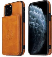 GSMNed – Leren telefoonhoes iPhone 12 Pro Max bruin – Luxe iPhone hoesje – pasjeshouder – Portemonnee met magneetsluiting – bruin
