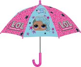 paraplu LOL meisjes 66 cm fiberglass roze/blauw