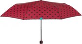 mini-paraplu Time dames 97 cm microfiber rood/zwart