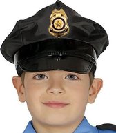 politiepet junior polyester zwart/goud one-size