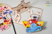 Ugears for kids - Houten 3D puzzel - houten bouwpakket - stoomboot kleuren - 15 onderdelen