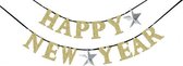 slinger Happy New Year 36 cm papier goud/zilver