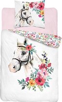 Holland Collection - Dekbedovertrek - 140 x 200 cm - Paard met Bloemen