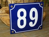 Emaille huisnummer 18x15 blauw/wit nr. 89