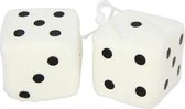 spiegelhanger pluche dobbelstenen 7 x 7 x 7 cm wit