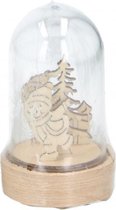 lampje sneeuwpop 8,5 cm glas/hout bruin/transparant