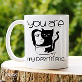 Cat best friend  - Customized mokken en bekers - mokken met tekst - mokken - bekers - cadeautje - cadeau voor vrouw - cadeau vor man - keramiek servies - valentijn cadeautje voor haar - valen