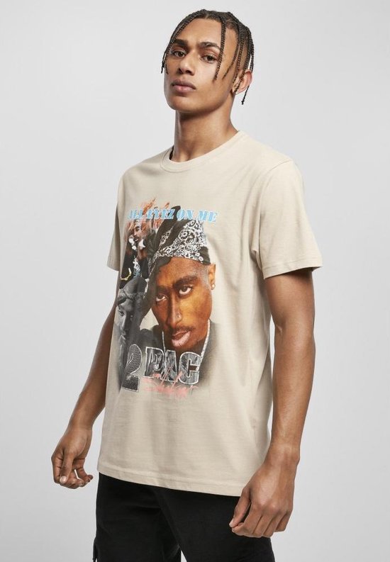 Urban Classics Heren Tshirt Tupac Retro Beige