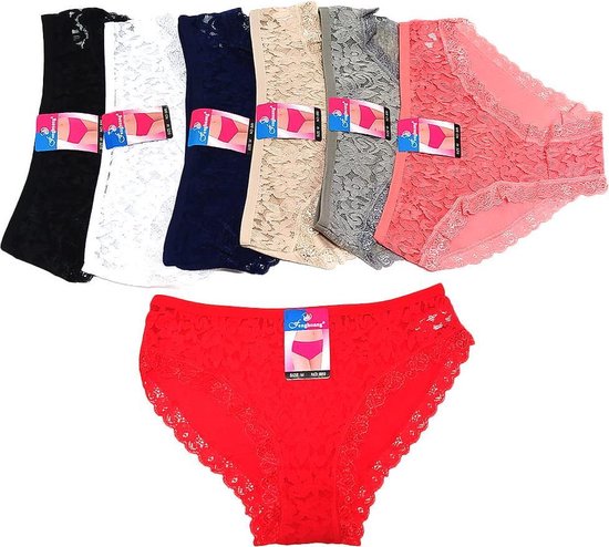 Comfortabele katoenen dames slips 9 stuks kant gebloemd lingerie ondergoed  onderbroek... | bol.com