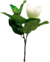 kunstbloem Magnolia Grandiflora zijde lichtwit