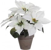 kunstplant Poinsettia 35 cm keramiek wit