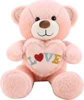 Pluche Beer 45cm - Teddybeer - Knuffelbeer - Valentijns Knuffel - Valentijn Cadeau - Roze