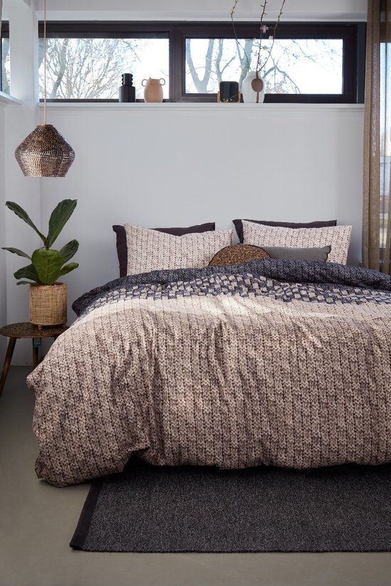 Beddinghouse Maelis Dekbedovertrek - Flanel - Lits-jumeaux - 240x200/220 cm - Antraciet van Merkloos — afbeelding 3
