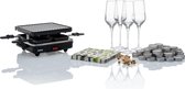 DOMO Raclette-Grill (DO9147G) incl. 4 FONTIGNAC champagneglazen, 50 theelichtjes, aperoprikkers en servetten - Grill Pakket