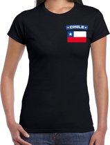 Chile t-shirt met vlag zwart op borst voor dames - Chili landen shirt - supporter kleding XS