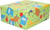 3x Rol Inpakpapier groen met dieren design - 70 x 200 cm - kadopapier / cadeaupapier