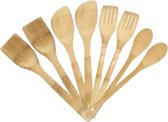 Bamboe houten keukengerei set 8-delig - Bak spatels - Lepels