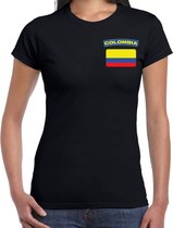Colombia t-shirt met vlag zwart op borst voor dames - Colombia landen shirt - supporter kleding XS
