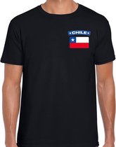 Chile t-shirt met vlag zwart op borst voor heren - Chili landen shirt - supporter kleding S