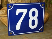 Emaille huisnummer 18x15 blauw/wit nr. 78