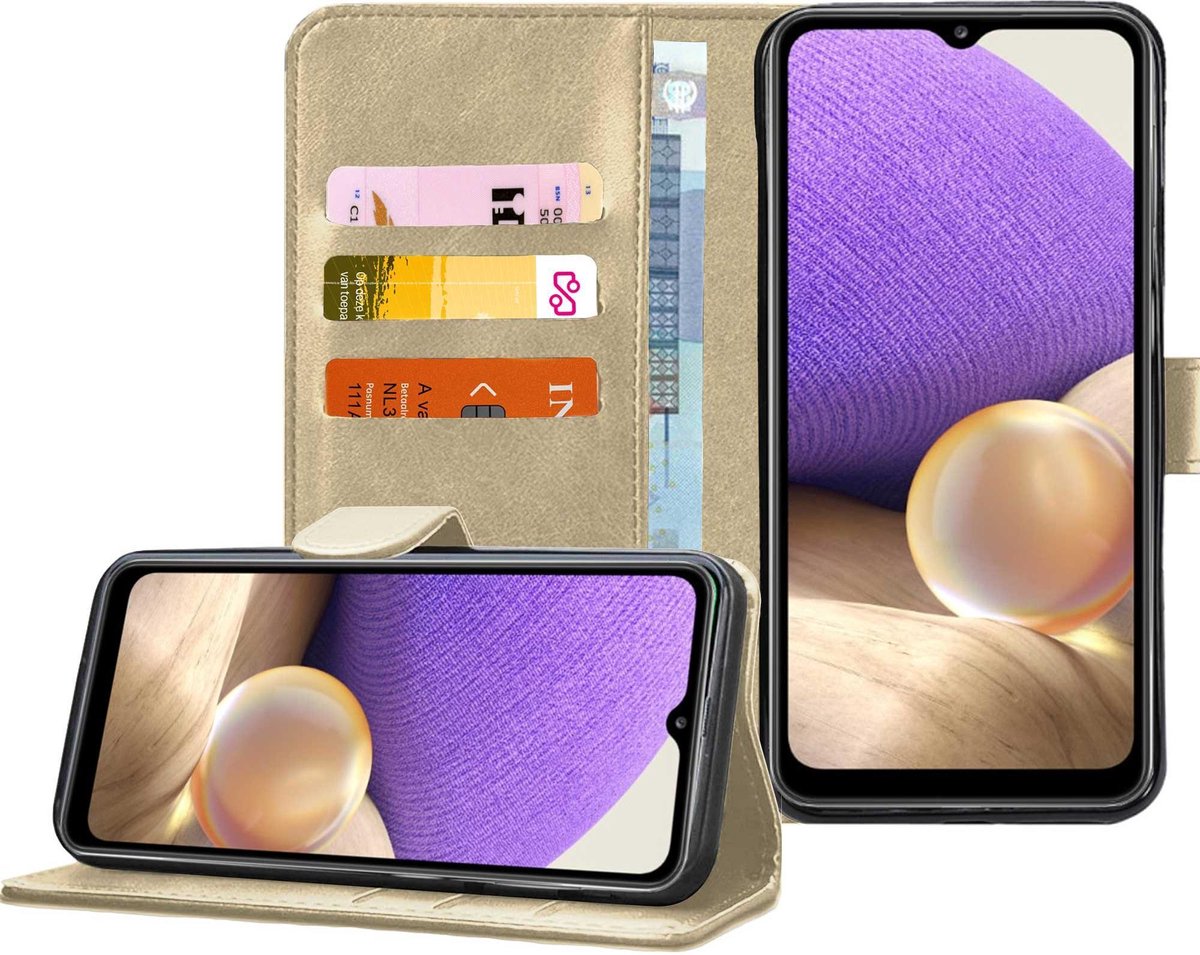 Hoesje geschikt voor Samsung Galaxy A32 5G - Book Case Portemonnee Hoesje Goud