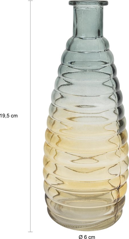 QUVIO Vase en Verres / Vase / Vase en verre / Vases - 6 x 19,5 cm (dxh) - Jaune / Blauw