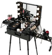 Professionele Make Up Trolley Zwart - Cosmetica - Make Up Koffer - Makeup Reiskoffer - Visagie - Nagelstyliste - Beautykoffer - Beautycase - Reizen - Grote Capaciteit