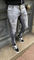 Heren jeans grijs met scheuren - skinny fit & stretch - 500 - maat 32 - Black Friday - kerst - kerstmis