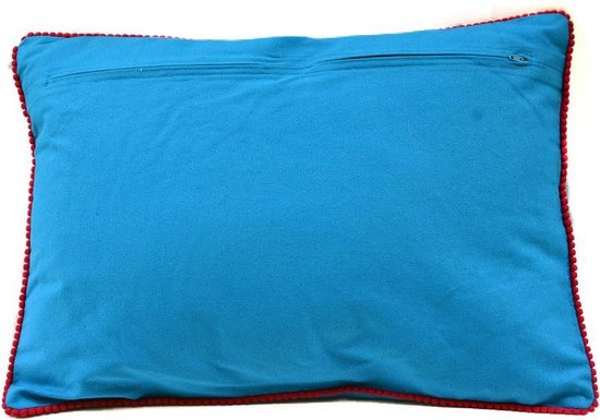 Coussin décoratif Floz - coussin décoratif - kussen bleu - mésanges charbonnières - lavable - commerce équitable d'Inde