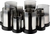 J-Line Windlicht Cirkel Van 10 Glas/Metaal Zwart