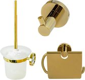 Set d'accessoires de toilette Rondo Gold Porte-rouleau de papier toilette Porte-brosse de toilette et porte-manteau