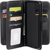 Zwart leren Samsung Galaxy A51 hoesje met extra vakjes voor pasjes
