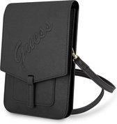 Guess 7 inch Telefoontas - Wallet Bag - Zwart - Saffiano Leather