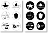 MOODZ design | Stickers Sinterklaas | Stickervel | Sinterklaasfeest | 12 stickers | zwart-wit