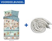 Dekbedovertrek voor Kinderen - Eenpersoons - 140x200/220cm - Inclusief 1 Kussensloop - 100% Versterkt Katoen - Play + Wasbaar Microfiber Dekbed - 140x200cm - Wit