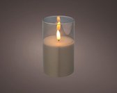 LED kaars cedar bruin met rook glas en vlam effect - 7,5 x 12,5cm - voor binnen