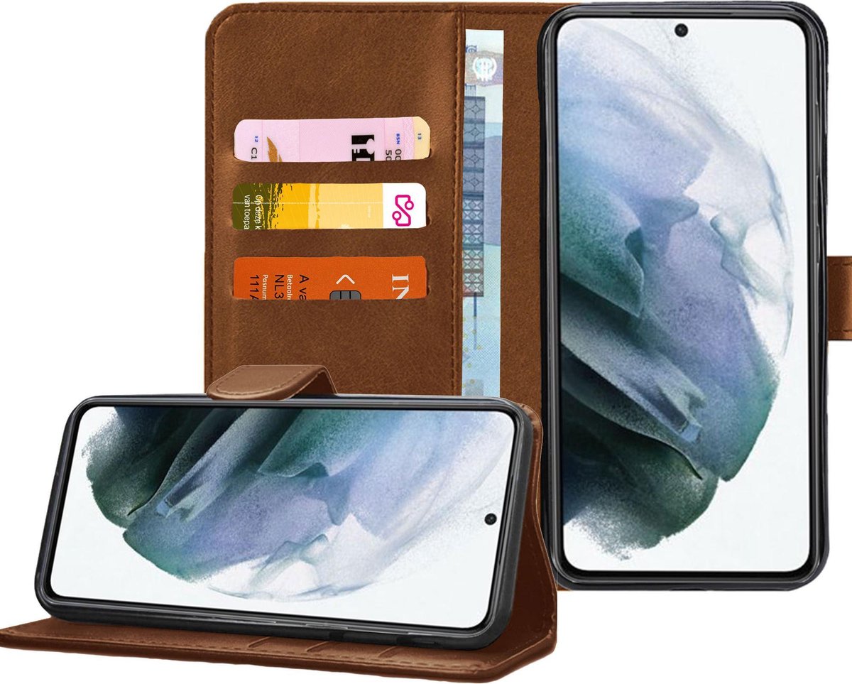 Hoesje geschikt voor Samsung Galaxy S21 Plus - Book Case Portemonnee Hoesje Bruin