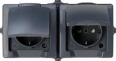 Kopp SWD Opbouw wandcontactdoos met klapdeksel - 2-voudig - Horizontaal - spatwaterdicht - Antraciet